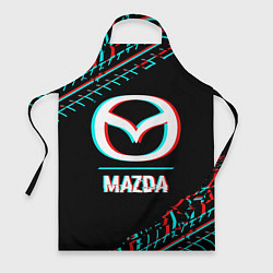Фартук кулинарный Значок Mazda в стиле glitch на темном фоне, цвет: 3D-принт
