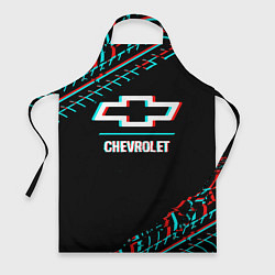 Фартук кулинарный Значок Chevrolet в стиле glitch на темном фоне, цвет: 3D-принт