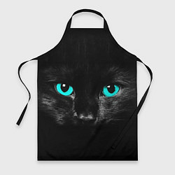 Фартук кулинарный Чёрный кот с бирюзовыми глазами, цвет: 3D-принт