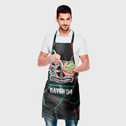 Фартук кулинарный Bayer 04 FC в стиле glitch на темном фоне, цвет: 3D-принт — фото 2