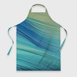 Фартук кулинарный Абстрактные синезелёные волны, цвет: 3D-принт