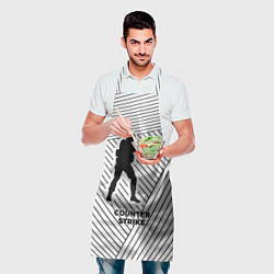 Фартук кулинарный Символ Counter Strike на светлом фоне с полосами, цвет: 3D-принт — фото 2