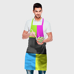 Фартук кулинарный Лоскутный полосатый принт Арлекино, цвет: 3D-принт — фото 2