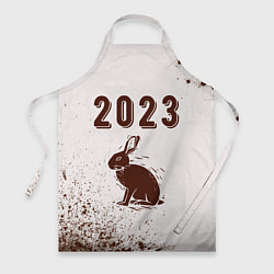 Фартук кулинарный 2023 Кролик силуэт на светлом, цвет: 3D-принт