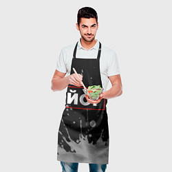 Фартук кулинарный Йог - в красной рамке на темном, цвет: 3D-принт — фото 2