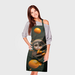 Фартук кулинарный Милая девушка с мандаринами, цвет: 3D-принт — фото 2