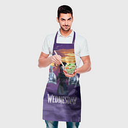 Фартук кулинарный Уэнсдэй с пираньями, цвет: 3D-принт — фото 2