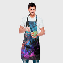 Фартук кулинарный Неоновый цветной дым на черном фоне, цвет: 3D-принт — фото 2