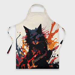 Фартук кулинарный Black rocker cat on a light background - C-Cats co, цвет: 3D-принт