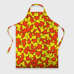 Фартук кулинарный Красно-желтые сердца, цвет: 3D-принт