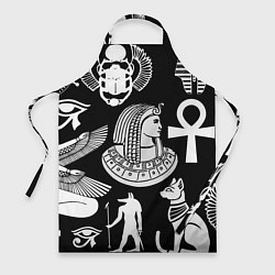 Фартук кулинарный Египетские знаки на черном фоне, цвет: 3D-принт