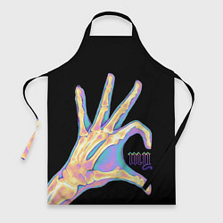 Фартук кулинарный Сердечко левой рукой - неоновый рентген, цвет: 3D-принт