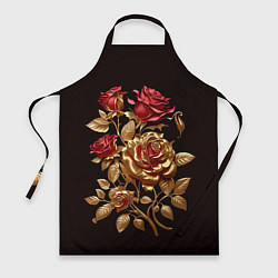Фартук кулинарный Красные и золотые розы, цвет: 3D-принт