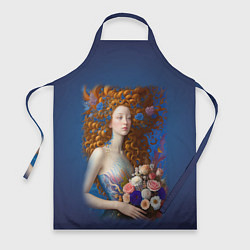 Фартук кулинарный Русалка в стиле Ренессанса с цветами, цвет: 3D-принт