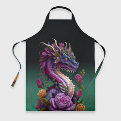 Фартук кулинарный Неоновый дракон с цветами, цвет: 3D-принт