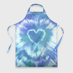 Фартук кулинарный Сердце - тай-дай - голубой, цвет: 3D-принт