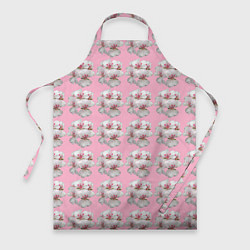 Фартук кулинарный Flowers on a pink background, цвет: 3D-принт