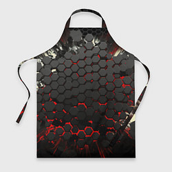 Фартук кулинарный Черно-красные объемные плиты, цвет: 3D-принт