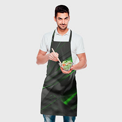 Фартук кулинарный Черно-зеленые объемные полосы, цвет: 3D-принт — фото 2