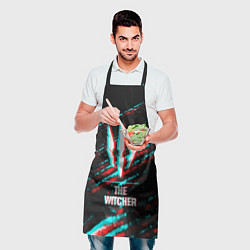 Фартук кулинарный The Witcher в стиле glitch и баги графики на темно, цвет: 3D-принт — фото 2