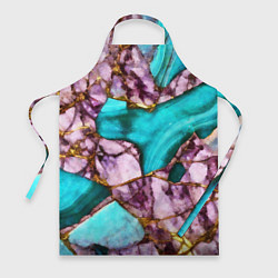 Фартук кулинарный Рисунок текстуры синего и фиолетового мрамора, цвет: 3D-принт