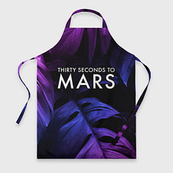 Фартук кулинарный Thirty Seconds to Mars neon monstera, цвет: 3D-принт