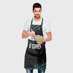 Фартук кулинарный Значок Ford в стиле glitch на темном фоне, цвет: 3D-принт — фото 2
