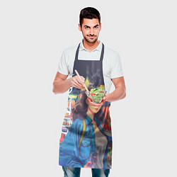 Фартук кулинарный Crush - ретро девочка-аниме в магазине, цвет: 3D-принт — фото 2