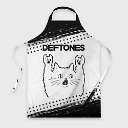 Фартук кулинарный Deftones рок кот на светлом фоне, цвет: 3D-принт