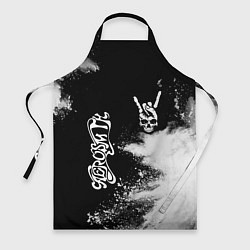 Фартук кулинарный Aerosmith и рок символ на темном фоне, цвет: 3D-принт