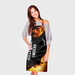 Фартук кулинарный Hollywood Undead и пылающий огонь, цвет: 3D-принт — фото 2