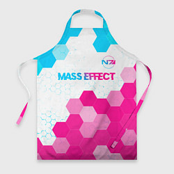 Фартук кулинарный Mass Effect neon gradient style: символ сверху, цвет: 3D-принт
