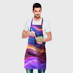 Фартук кулинарный Волнистые неоновые линии, цвет: 3D-принт — фото 2