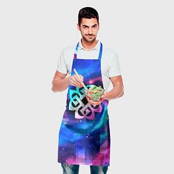 Фартук кулинарный Breaking Benjamin неоновый космос, цвет: 3D-принт — фото 2