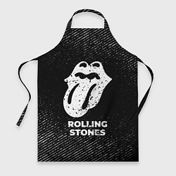 Фартук кулинарный Rolling Stones с потертостями на темном фоне, цвет: 3D-принт