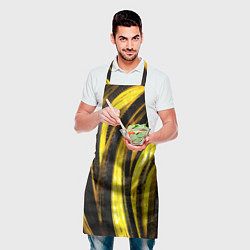 Фартук кулинарный Черные и золотые линии, цвет: 3D-принт — фото 2
