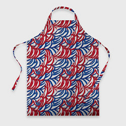 Фартук кулинарный Белые синие красные узоры, цвет: 3D-принт