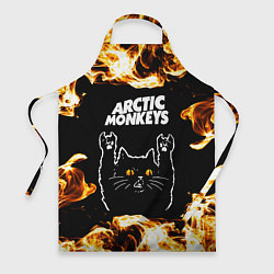 Фартук кулинарный Arctic Monkeys рок кот и огонь, цвет: 3D-принт