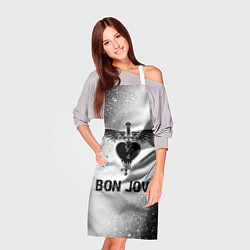 Фартук кулинарный Bon Jovi glitch на светлом фоне, цвет: 3D-принт — фото 2