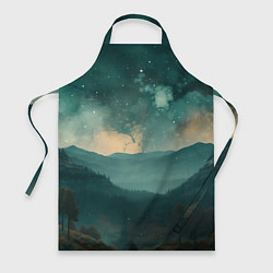 Фартук кулинарный Космическая ночь в горах, цвет: 3D-принт