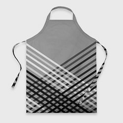 Фартук кулинарный Косые черно-белые полосы на сером, цвет: 3D-принт