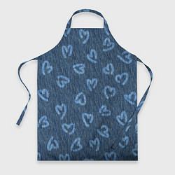 Фартук кулинарный Hearts on denim, цвет: 3D-принт