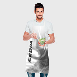 Фартук кулинарный Skoda speed на светлом фоне со следами шин: надпис, цвет: 3D-принт — фото 2