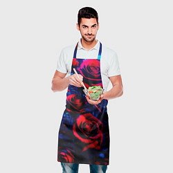 Фартук кулинарный Красные розы cuberpank, цвет: 3D-принт — фото 2