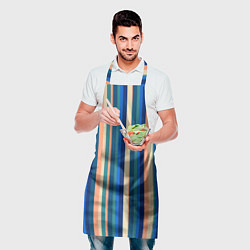 Фартук кулинарный Полосатый сине-бежевый, цвет: 3D-принт — фото 2
