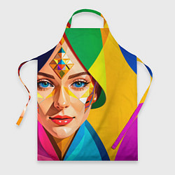 Фартук кулинарный Девушка лицо с ромбическим орнаментом, цвет: 3D-принт