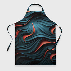 Фартук кулинарный Сине-оранжевая абстрактная волна, цвет: 3D-принт