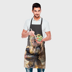 Фартук кулинарный Девочка с бурым медвежонком, цвет: 3D-принт — фото 2