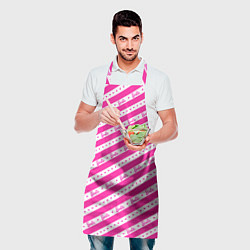 Фартук кулинарный Барби и розовые полосы, цвет: 3D-принт — фото 2