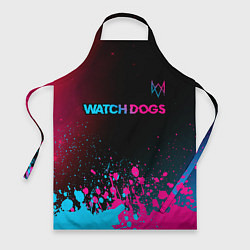 Фартук кулинарный Watch Dogs - neon gradient: символ сверху, цвет: 3D-принт